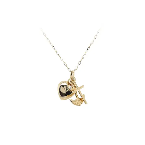 Gold-Anhänger Herz, Anker, Kreuz