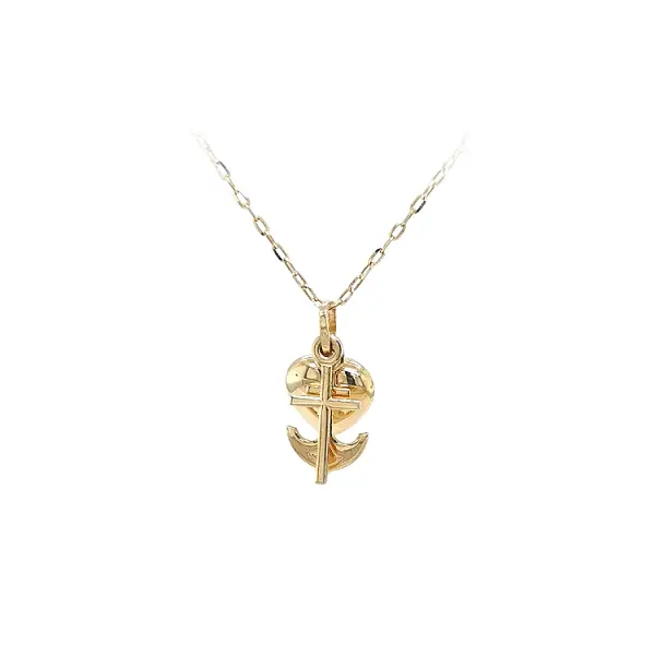 Gold-Anhänger Herz, Anker, Kreuz