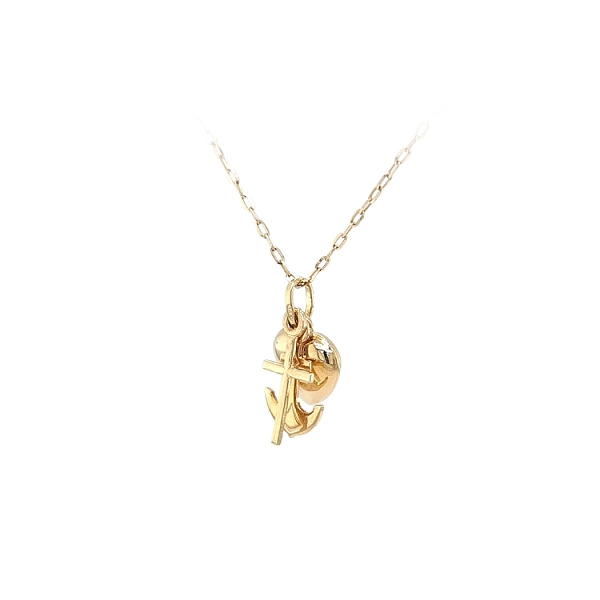 Gold-Anhänger Herz, Anker, Kreuz