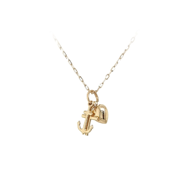 Gold-Anhänger Herz, Anker, Kreuz