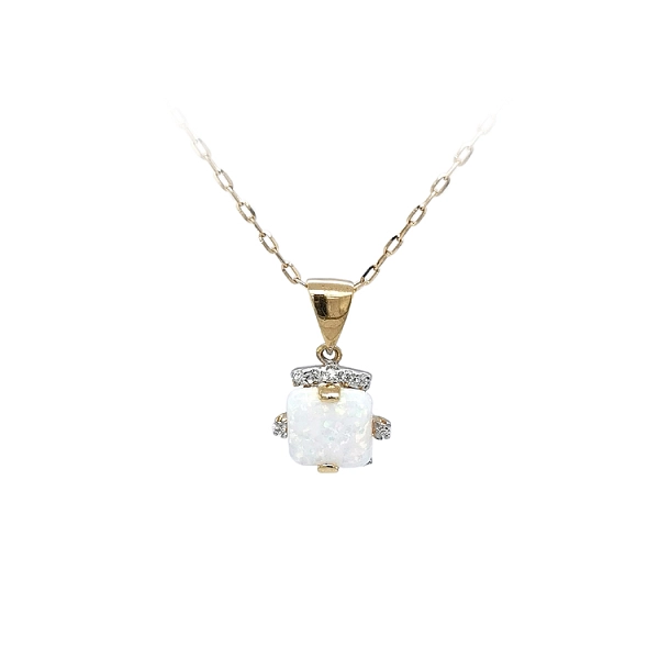 Gold-Anhänger mit Opal und Zirkonen