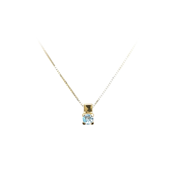 Gold-Solitär-Anhänger mit blauem Stein