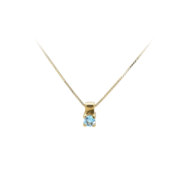 Gold-Solitär-Anhänger mit blauem Stein