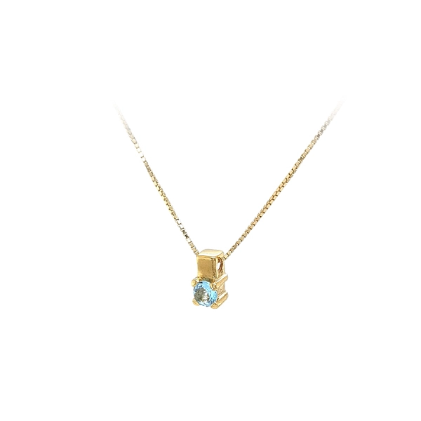 Gold-Solitär-Anhänger mit blauem Stein