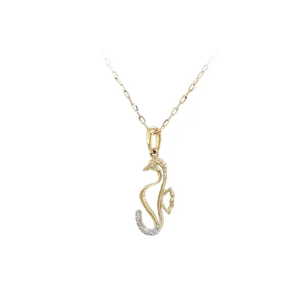 Gold-Anhänger Seepferdchen mit Zirkonen
