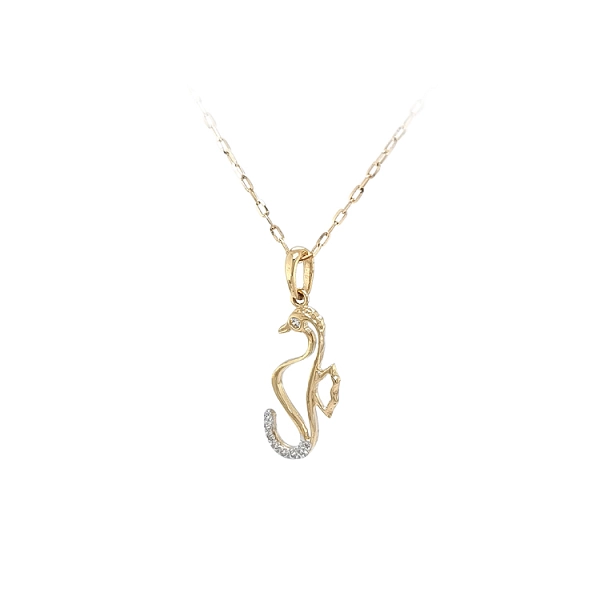 Gold-Anhänger Seepferdchen mit Zirkonen
