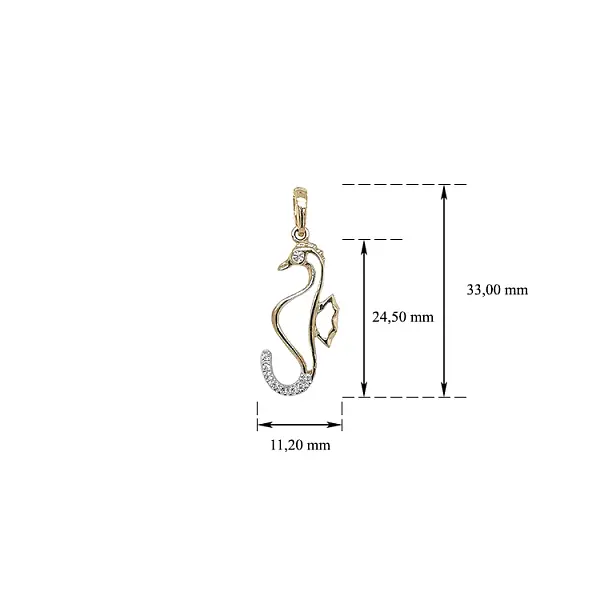 Gold-Anhänger Seepferdchen mit Zirkonen