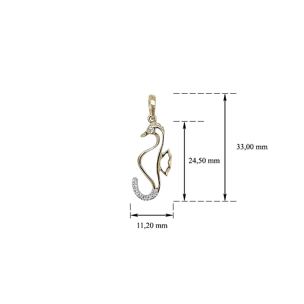 Gold-Anhänger Seepferdchen mit Zirkonen