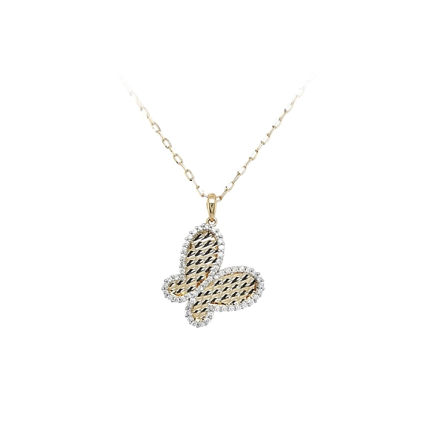 Gold-Anhänger Schmetterling mit Zirkonen