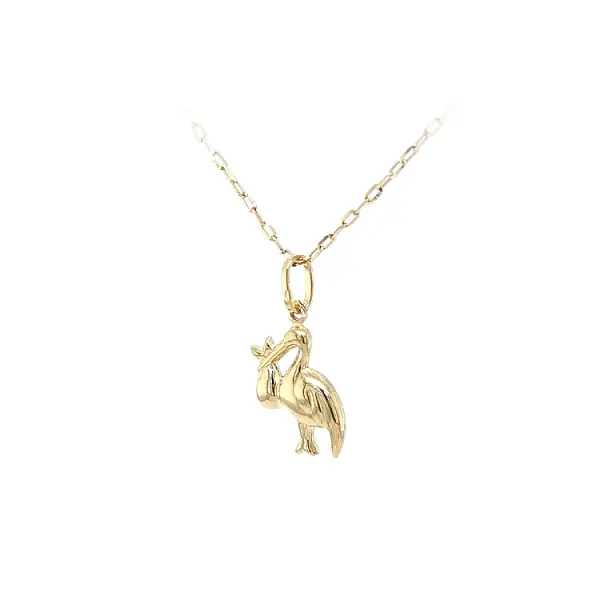 Gold-Anhänger Storch mit Baby