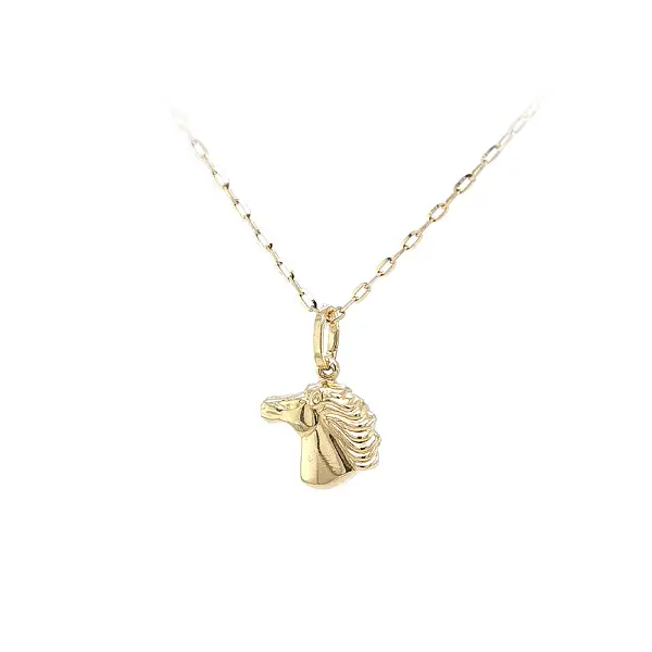 Gold-Anhänger mit zartem Pferdekopf-Motiv