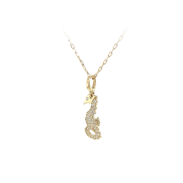 Gold-Anhänger Seepferdchen mit Zirkonen