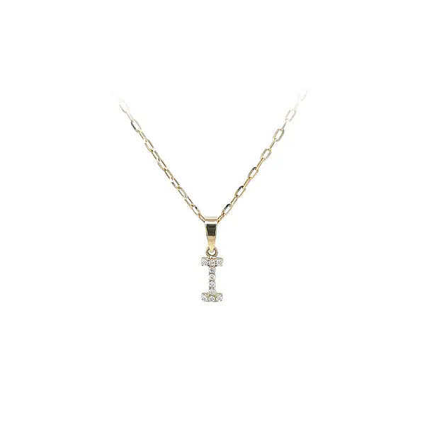 Gold-Anhänger Buchstabe I mit Zirkonen