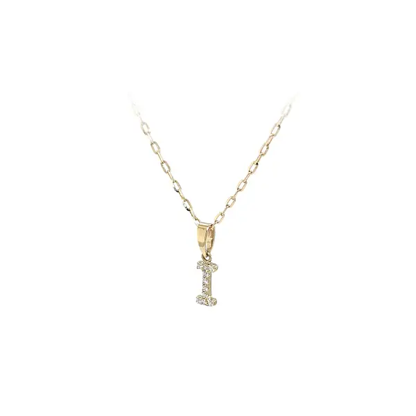 Gold-Anhänger Buchstabe I mit Zirkonen