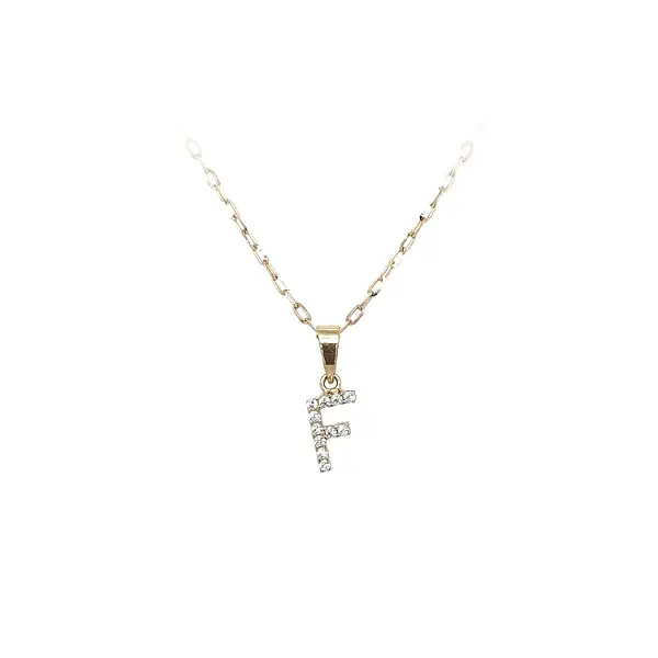 Gold-Anhänger Buchstabe F mit Zirkonia