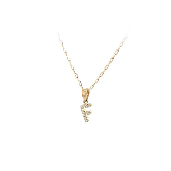 Gold-Anhänger Buchstabe F mit Zirkonia