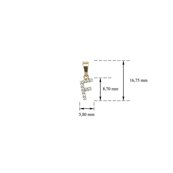 Gold-Anhänger Buchstabe F mit Zirkonia