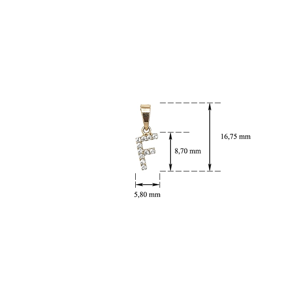 Gold-Anhänger Buchstabe F mit Zirkonia