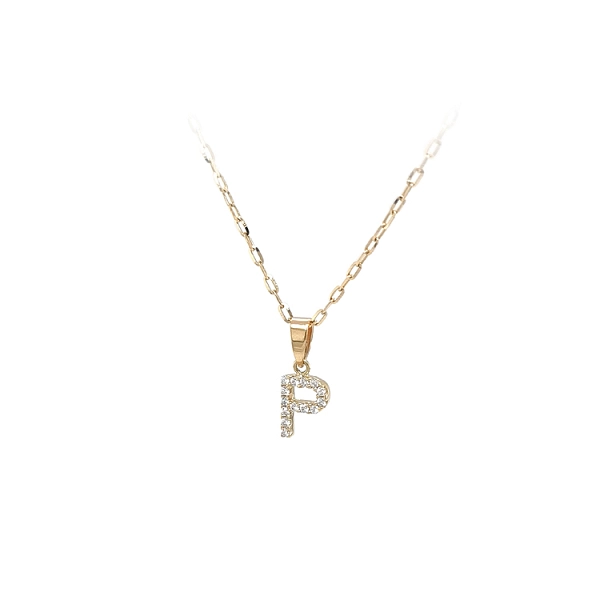 Gold-Anhänger Buchstabe P mit Zirkonen