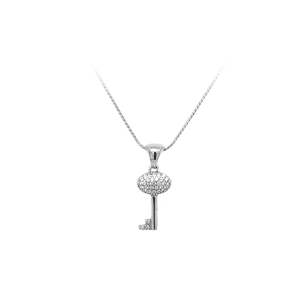 Anhänger Schlüssel mit Zirkonen aus Weißgold