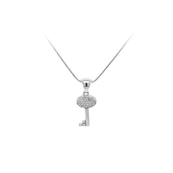 Anhänger Schlüssel mit Zirkonen aus Weißgold