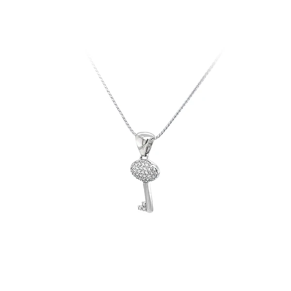 Anhänger Schlüssel mit Zirkonen aus Weißgold