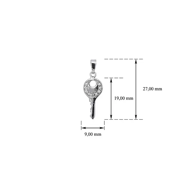 Anhänger Schlüssel mit Zirkonen aus Weißgold
