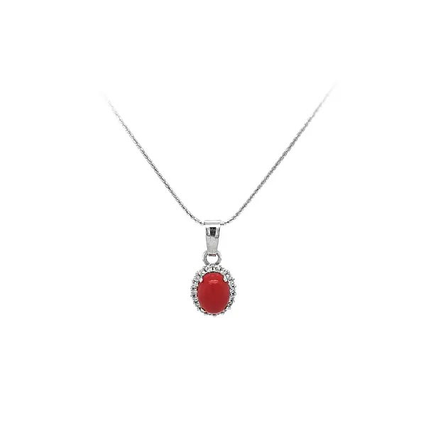 Anhänger mit Koralle und Zirkonen