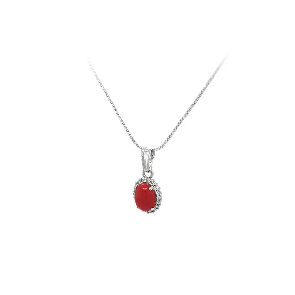 Anhänger mit Koralle und Zirkonen