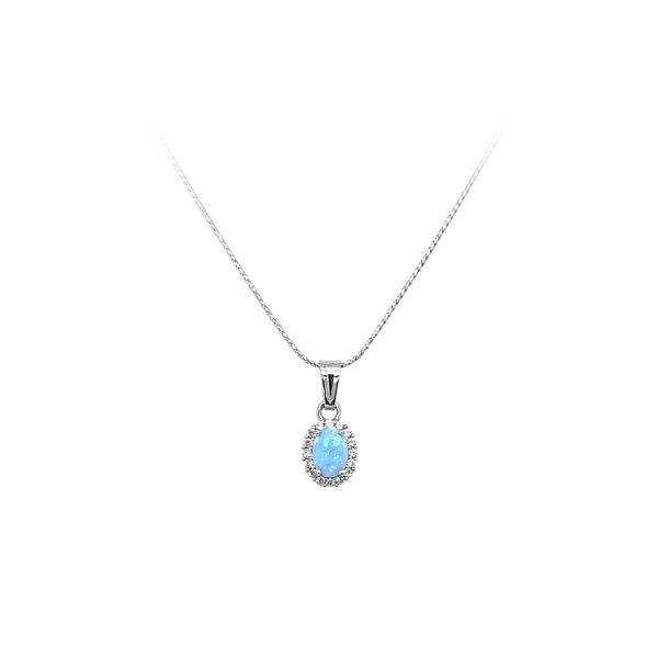 Anhänger mit blauem Opal und Zirkonen