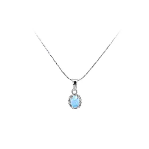 Anhänger mit blauem Opal und Zirkonen