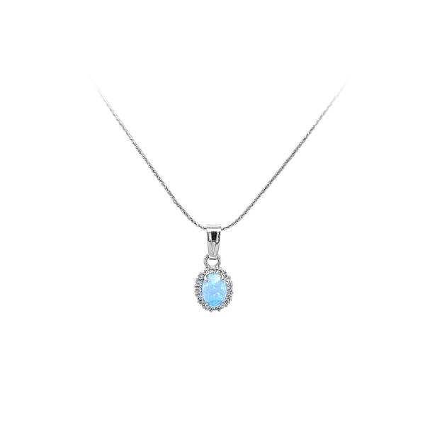 Anhänger mit blauem Opal und Zirkonen