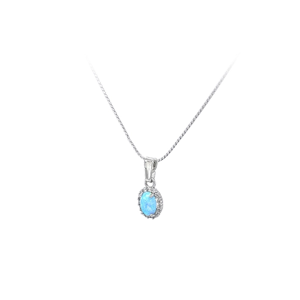 Anhänger mit blauem Opal und Zirkonen