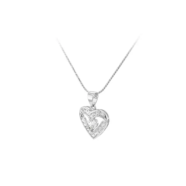 Anhänger Herz mit Zirkonen aus Weißgold