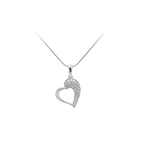 Anhänger Herz mit Zirkonen aus Weißgold