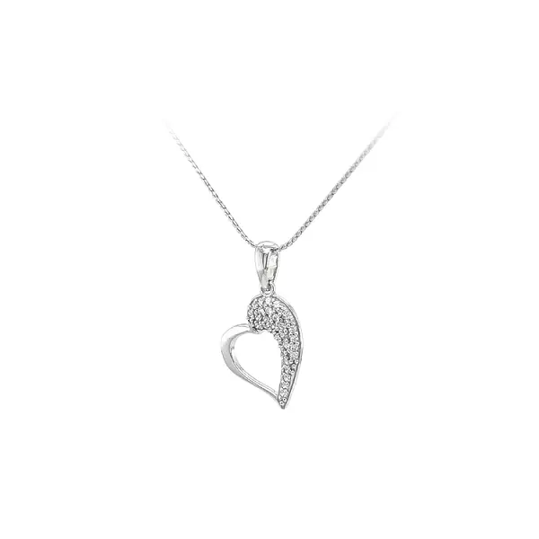 Anhänger Herz mit Zirkonen aus Weißgold