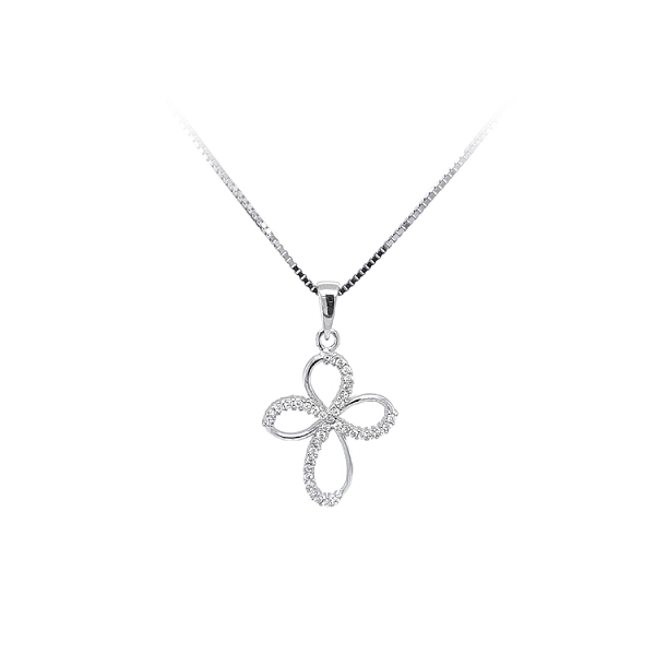 Anhänger Kreuz mit Zirkonen aus Weißgold