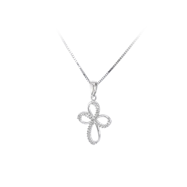 Anhänger Kreuz mit Zirkonen aus Weißgold