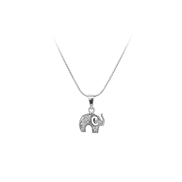 Anhänger Elefant mit Zirkonen aus Weißgold