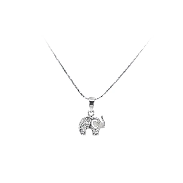 Anhänger Elefant mit Zirkonen aus Weißgold