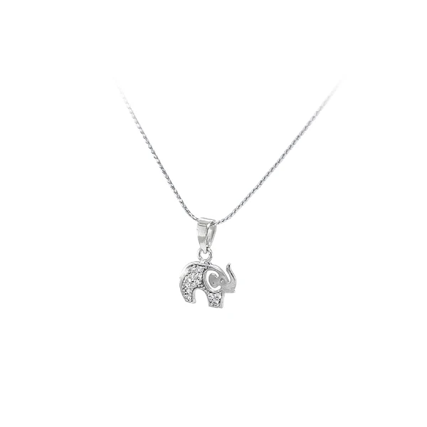 Anhänger Elefant mit Zirkonen aus Weißgold