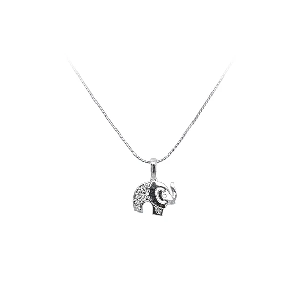 Anhänger Elefant mit Zirkonen aus Weißgold