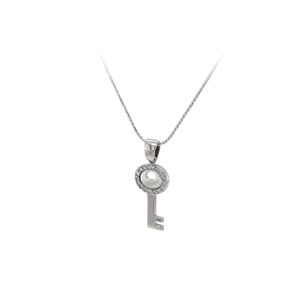 Anhänger Schlüssel mit Zirkonen aus Weißgold
