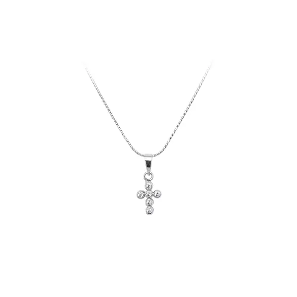 Kreuz mit Zirkonen aus Weißgold
