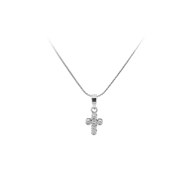 Kreuz mit Zirkonen aus Weißgold