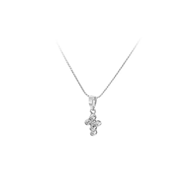 Kreuz mit Zirkonen aus Weißgold