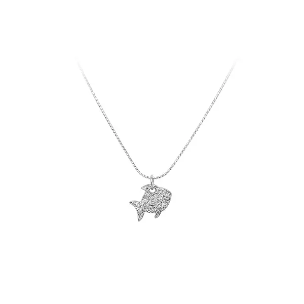 Anhänger Fisch mit Zirkonen aus Weißgold