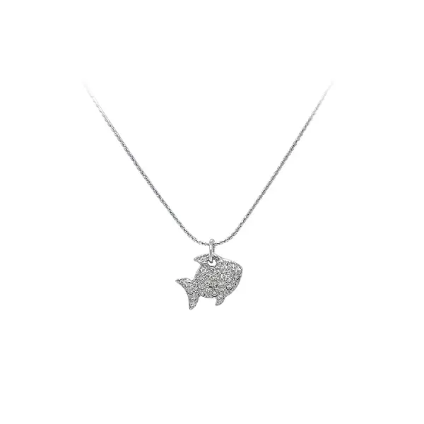 Anhänger Fisch mit Zirkonen aus Weißgold