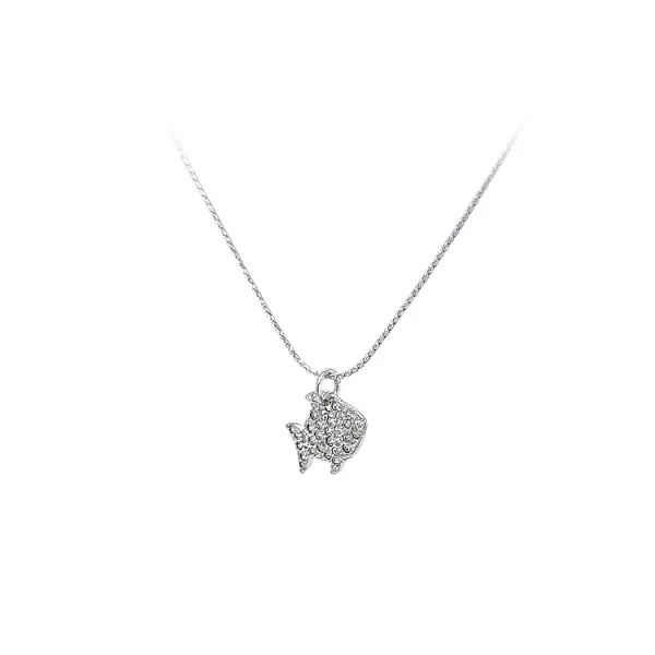 Anhänger Fisch mit Zirkonen aus Weißgold