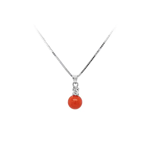 Anhänger mit Koralle aus Weißgold